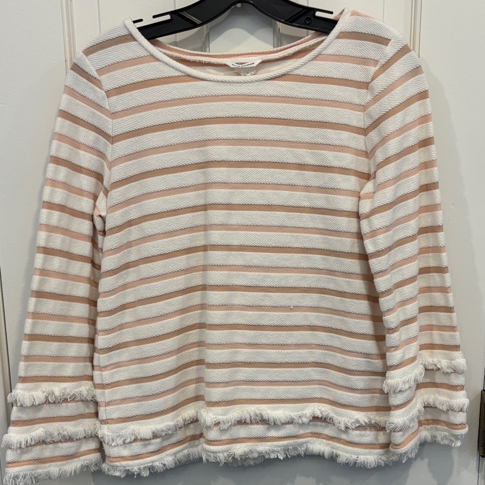 Club Monaco Pink and White Striped Long Sleeve Top